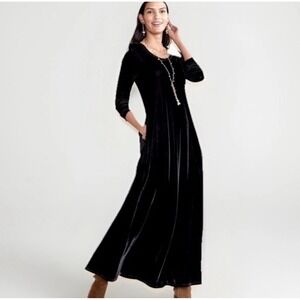 Soft Surroundings Santiago Black Velvet Maxi dress Sz Small Holiday Winter